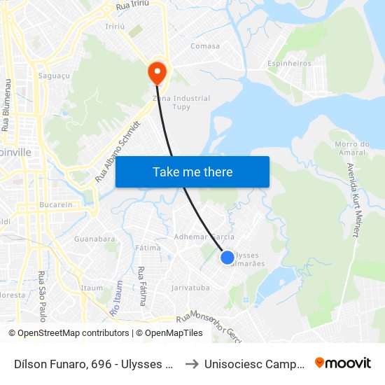 Dílson Funaro, 696 - Ulysses Guimarães to Unisociesc Campus Park map