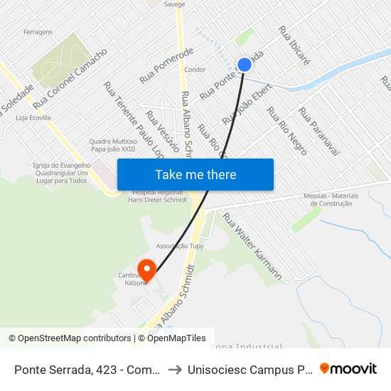 Ponte Serrada, 423 - Comasa to Unisociesc Campus Park map