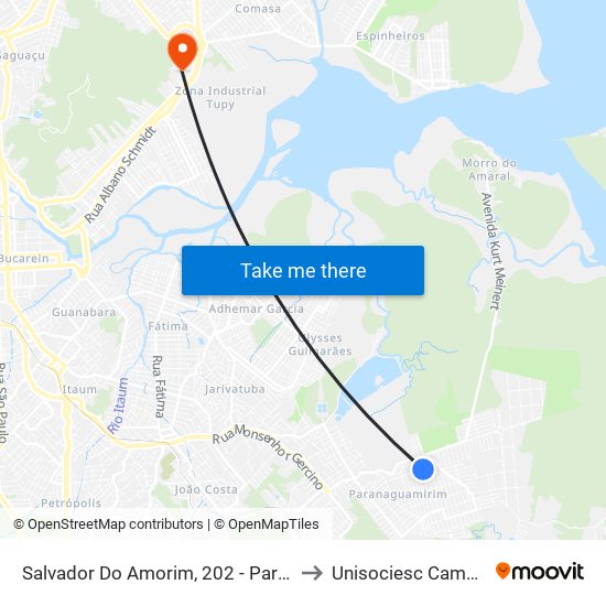 Salvador Do Amorim, 202 - Paranaguamirim to Unisociesc Campus Park map