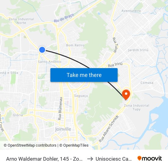 Arno Waldemar Dohler, 145 - Zona Industrial Norte to Unisociesc Campus Park map