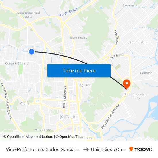 Vice-Prefeito Luís Carlos García, 1065 - Costa E Silva to Unisociesc Campus Park map