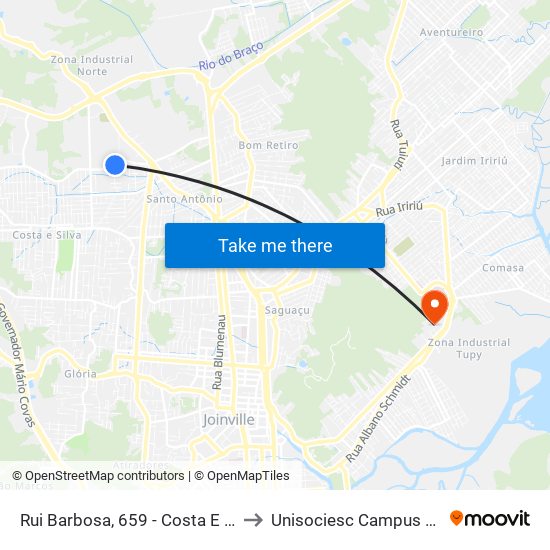 Rui Barbosa, 659 - Costa E Silva to Unisociesc Campus Park map