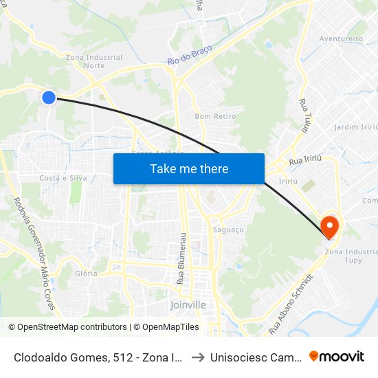 Clodoaldo Gomes, 512 - Zona Industrial Norte to Unisociesc Campus Park map