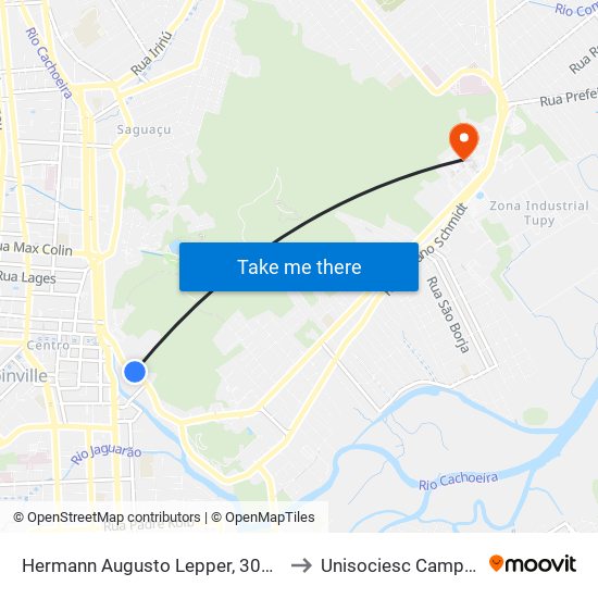 Hermann Augusto Lepper, 309 - Saguaçu to Unisociesc Campus Park map