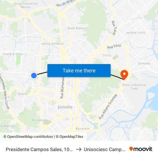 Presidente Campos Sales, 1085 - Glória to Unisociesc Campus Park map