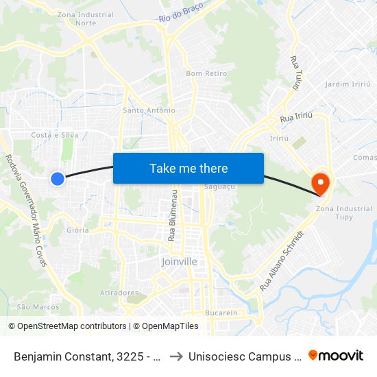 Benjamin Constant, 3225 - Glória to Unisociesc Campus Park map