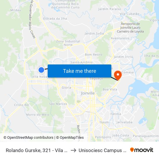 Rolando Gurske, 321 - Vila Nova to Unisociesc Campus Park map