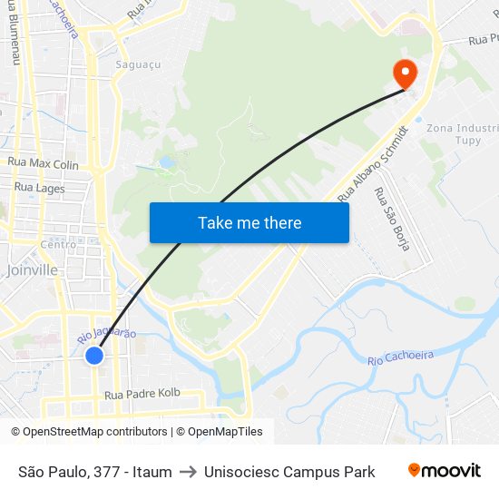 São Paulo, 377 - Itaum to Unisociesc Campus Park map