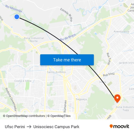 Ufsc Perini to Unisociesc Campus Park map