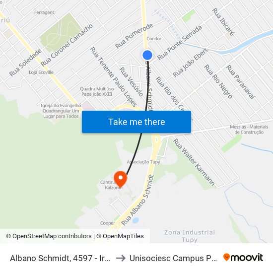 Albano Schmidt, 4597 - Iririú to Unisociesc Campus Park map