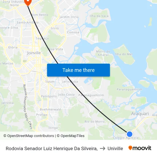 Rodovia Senador Luiz Henrique Da Silveira, to Univille map