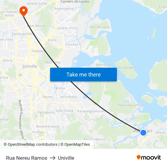 Rua Nereu Ramos to Univille map