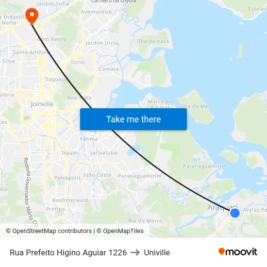 Rua Prefeito Higino Aguiar 1226 to Univille map