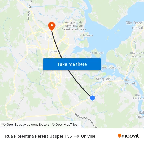 Rua Florentina Pereira Jasper 156 to Univille map
