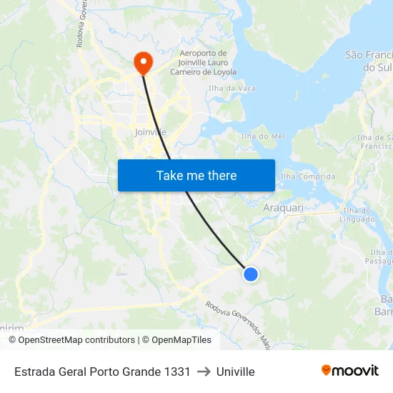 Estrada Geral Porto Grande 1331 to Univille map
