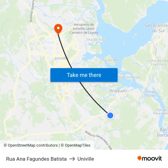 Rua Ana Fagundes Batista to Univille map