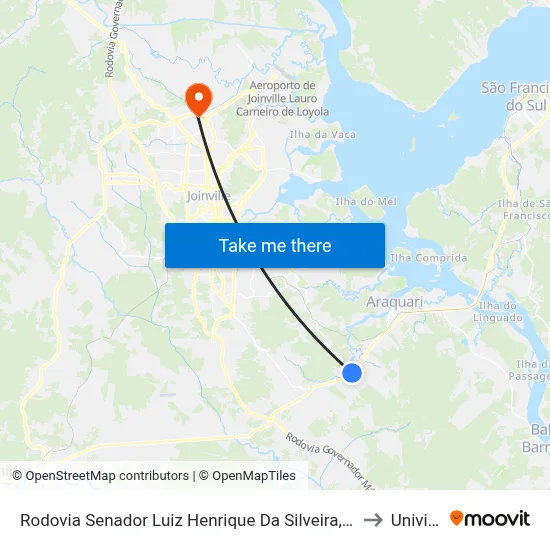 Rodovia Senador Luiz Henrique Da Silveira, 110 to Univille map