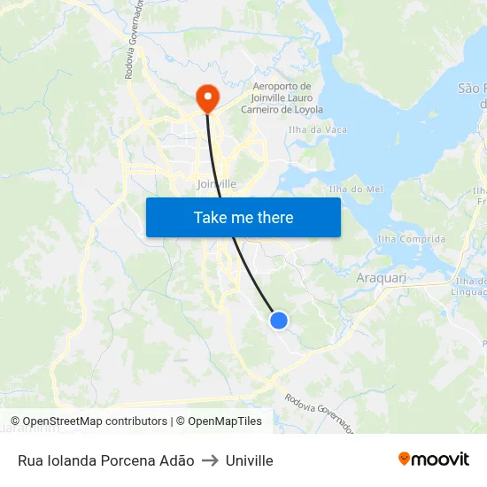 Rua Iolanda Porcena Adão to Univille map