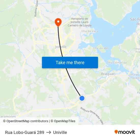Rua Lobo-Guará 289 to Univille map