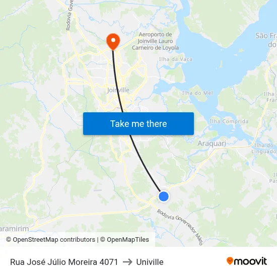 Rua José Júlio Moreira 4071 to Univille map