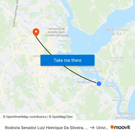 Rodovia Senador Luiz Henrique Da Silveira, 11965 to Univille map