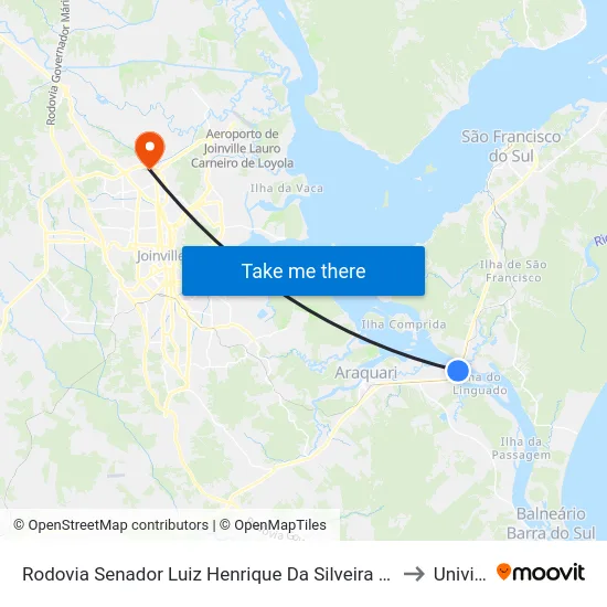 Rodovia Senador Luiz Henrique Da Silveira 61004 to Univille map