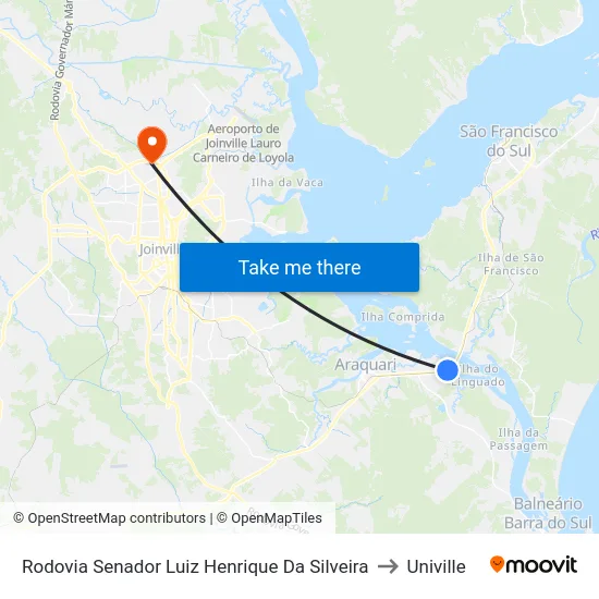 Rodovia Senador Luiz Henrique Da Silveira to Univille map