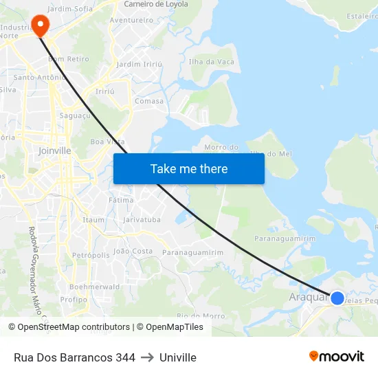 Rua Dos Barrancos 344 to Univille map