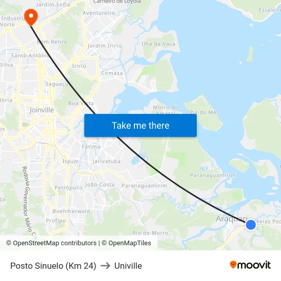 Posto Sinuelo (Km 24) to Univille map