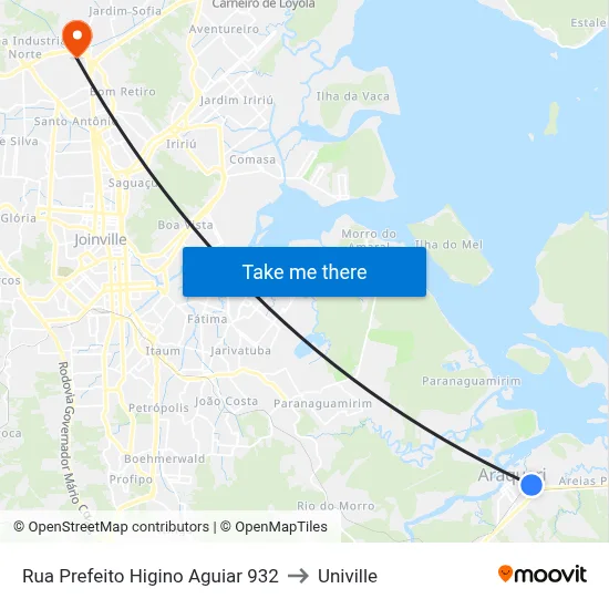 Rua Prefeito Higino Aguiar 932 to Univille map