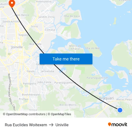Rua Euclides Woitexem to Univille map