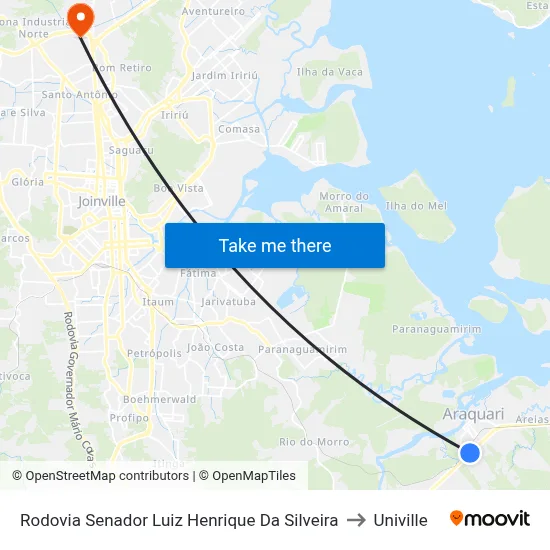 Rodovia Senador Luiz Henrique Da Silveira to Univille map
