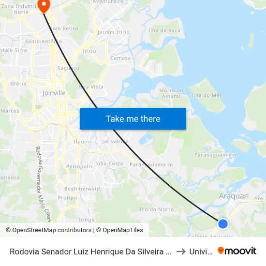 Rodovia Senador Luiz Henrique Da Silveira 6401 to Univille map