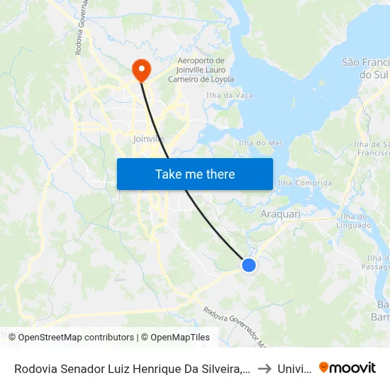 Rodovia Senador Luiz Henrique Da Silveira,2765 to Univille map