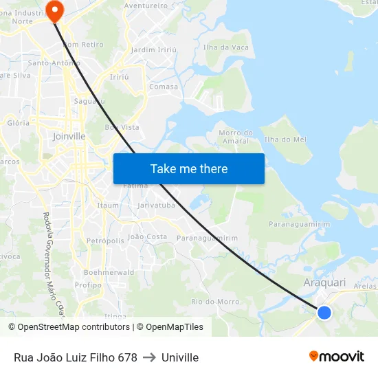 Rua João Luiz Filho 678 to Univille map