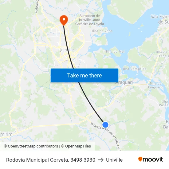 Rodovia Municipal Corveta, 3498-3930 to Univille map