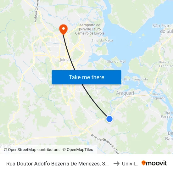 Rua Doutor Adolfo Bezerra De Menezes, 394 to Univille map