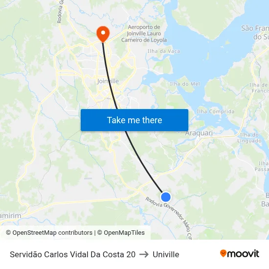 Servidão Carlos Vidal Da Costa 20 to Univille map