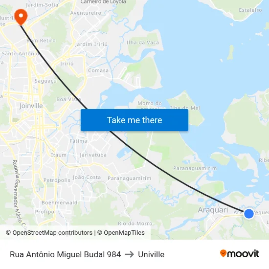 Rua Antônio Miguel Budal 984 to Univille map