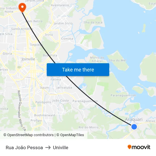 Rua João Pessoa to Univille map