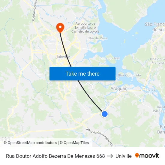 Rua Doutor Adolfo Bezerra De Menezes 668 to Univille map