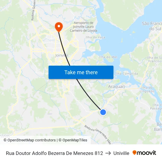 Rua Doutor Adolfo Bezerra De Menezes 812 to Univille map