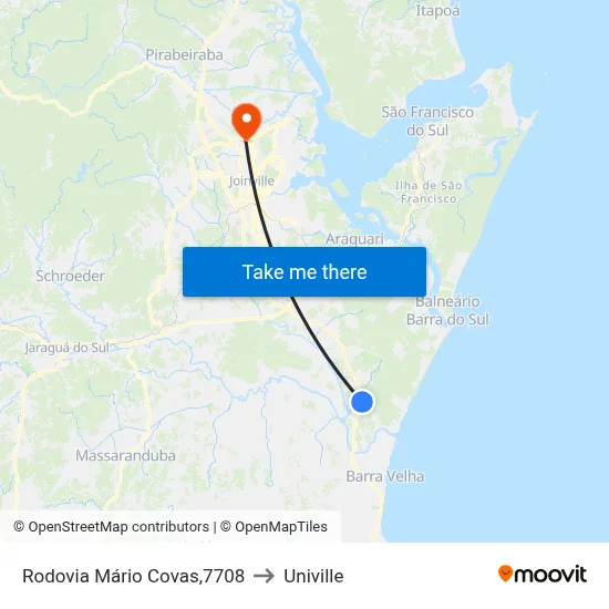 Rodovia Mário Covas,7708 to Univille map