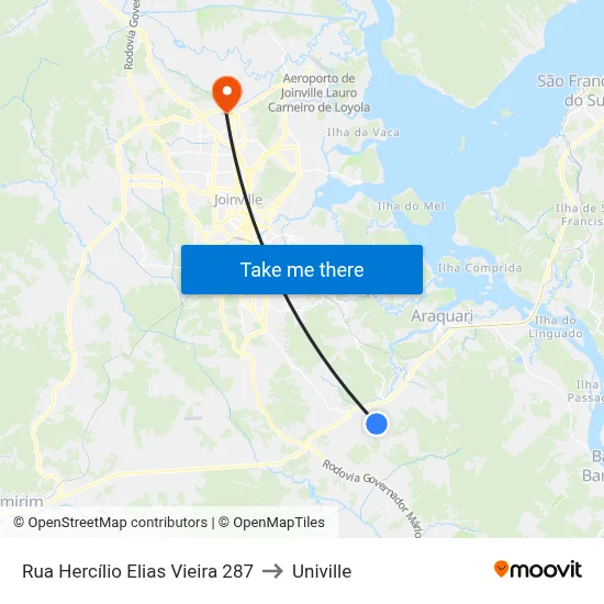 Rua Hercílio Elias Vieira 287 to Univille map
