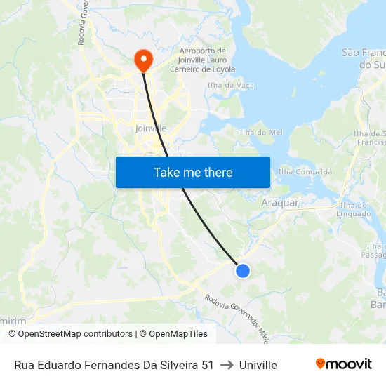 Rua Eduardo Fernandes Da Silveira 51 to Univille map