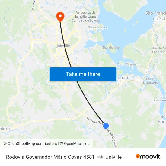 Rodovia Governador Mário Covas 4581 to Univille map