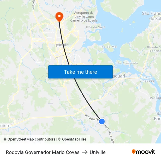 Rodovia Governador Mário Covas to Univille map