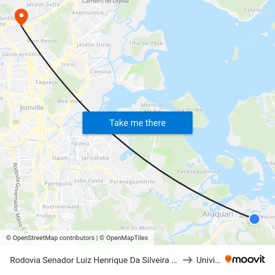 Rodovia Senador Luiz Henrique Da Silveira 10400 to Univille map