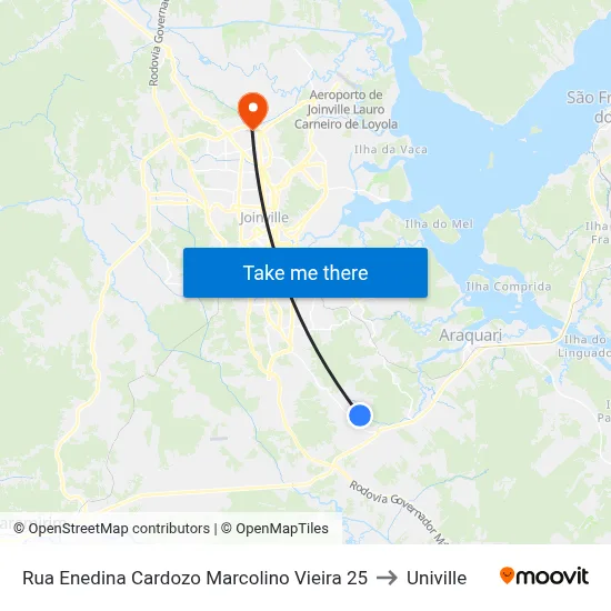 Rua Enedina Cardozo Marcolino Vieira 25 to Univille map