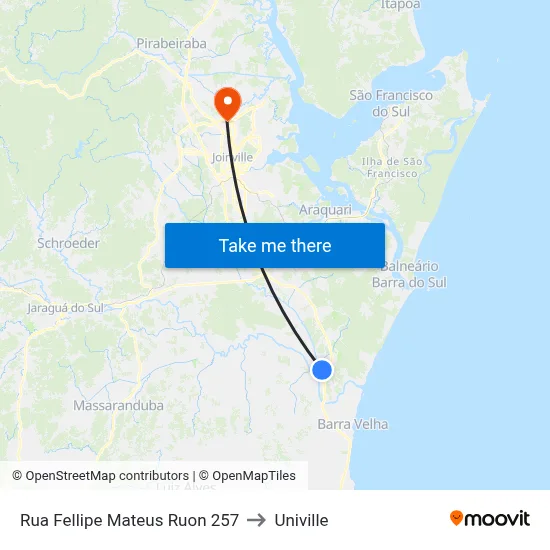 Rua Fellipe Mateus Ruon 257 to Univille map